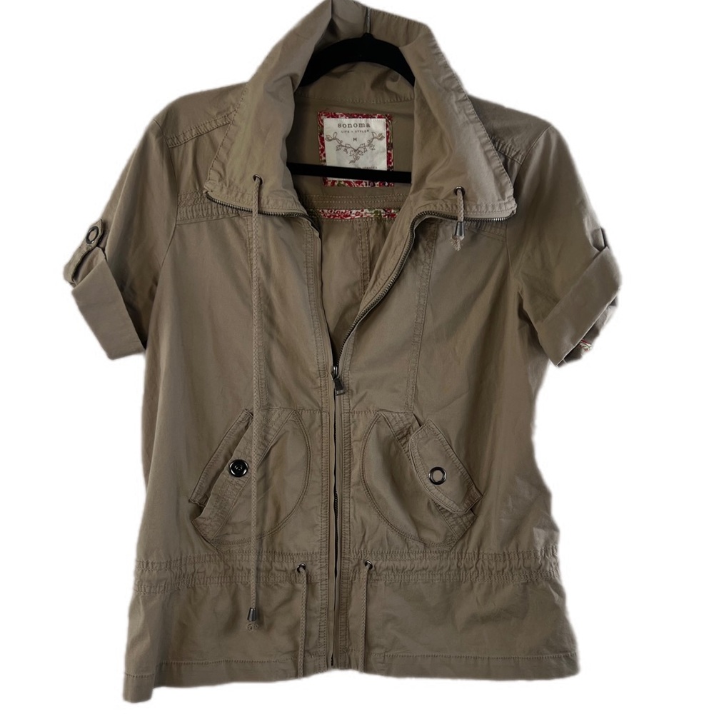 SONOMA‎ Short sleeve cargo tan jacket Women’s Size: Medium